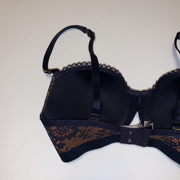 Stella McCartney Navy Blue and Golden Yellow Lace Bra - Women’s Size 32E / E32 - Picture 6 of 11